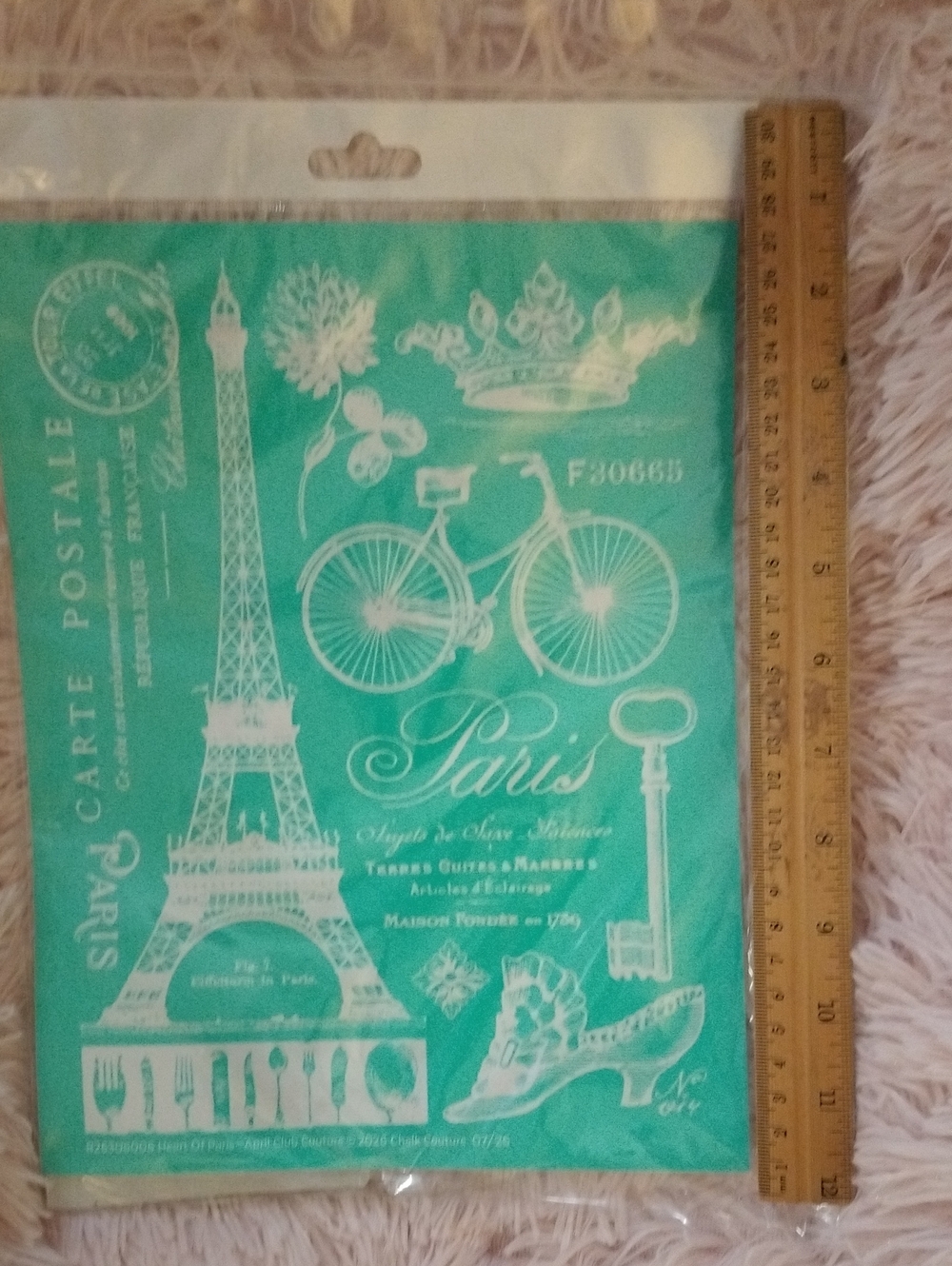 Chalk Couture Paris Eiffel Tower in Teal with White Design May Club